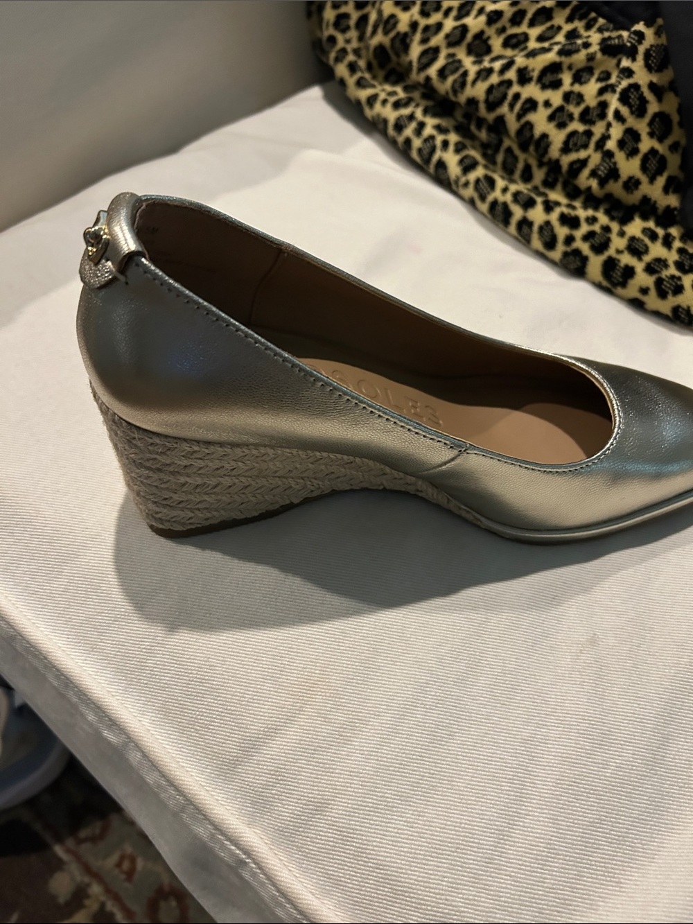 Metallic gold never worn Wedge Pumps - Women's Dress Espadrille leather